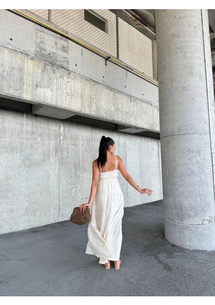 Dantelli Askılı Keten Elbise S4310 fiyatları