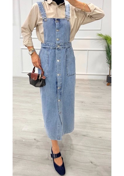 Etekli Salopet Enzim Süper Taş Yıkama Buz Mavi D 2521 fırsatları