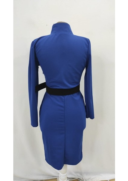 Kadın Uzun Kollu Hakim Yaka Beli Kemerli Cepli Midi Ithal Krep Elbise indirimleri