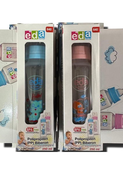Bebek Biberon 250 ml 2'li, Hafif ve Dayanıklı Polipropilen, Kullanışlı ve Güvenli.