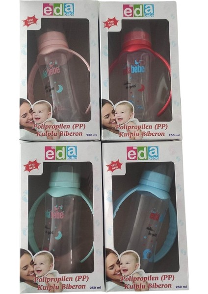 Mavi 250ML Kulplu Bebek Biberon 4'lü Set