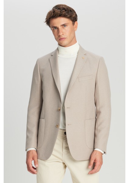 Slim Fit Dar Kesim Mono Yaka Torba Cepli Blazer Ceket
