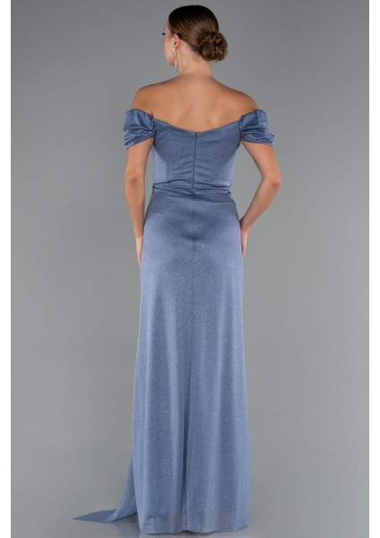 Kayık Yaka Bacak Dekolteli Uzun Simli Abiye ABU5250 fiyatları