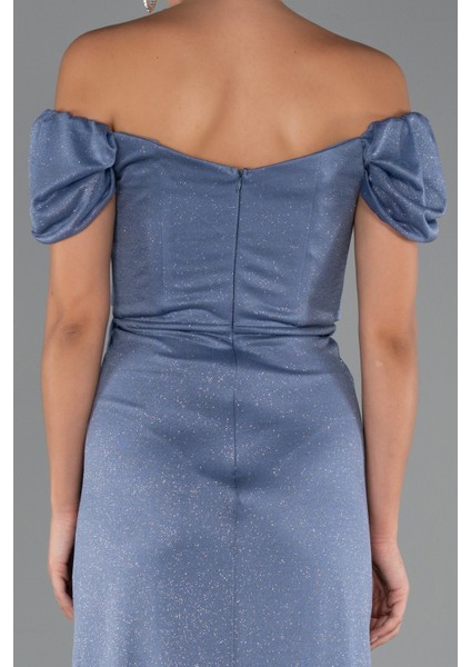 Kayık Yaka Bacak Dekolteli Uzun Simli Abiye ABU5250 fırsatları