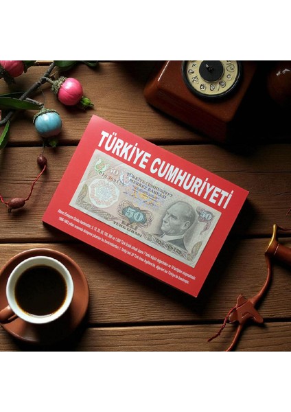 Türk Lirası Özel Folderında Kağıt Koleksiyon Para Hediye Antika Darpane Numismatik Hobi