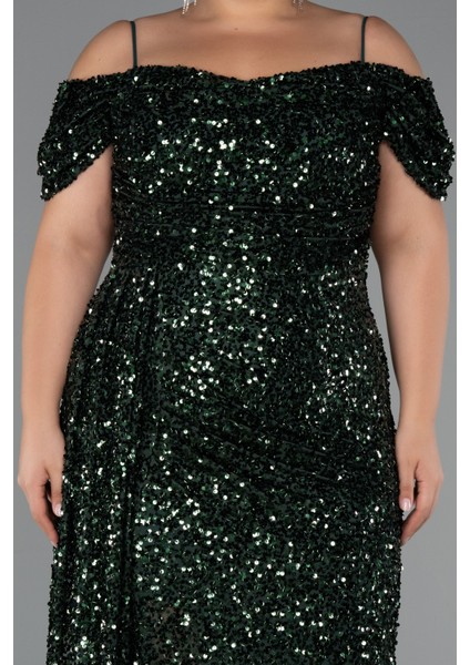 Kuyruklu Uzun Pul Payet Büyük Beden Abiye ABU5232 modelleri