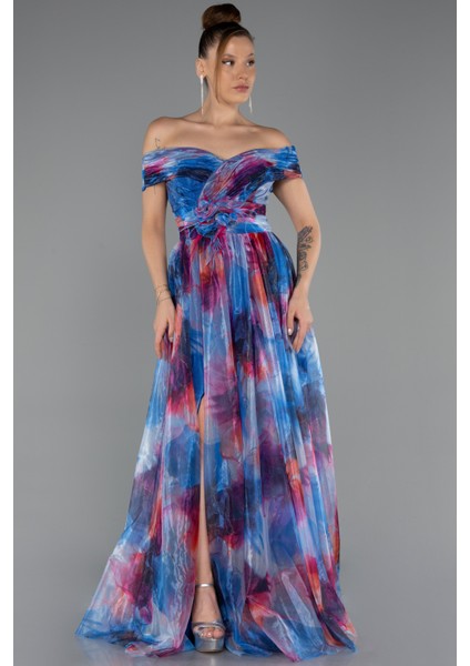 Kayık Yaka Uzun Empirme Büyük Beden Abiye ABU5263