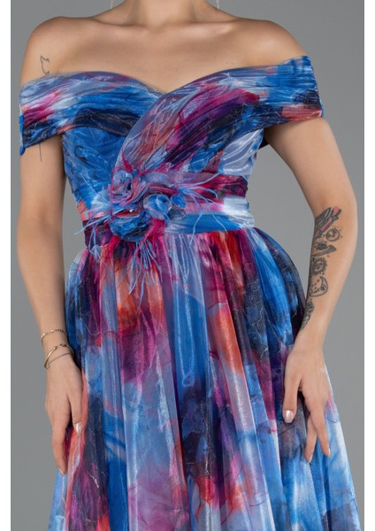 Kayık Yaka Uzun Empirme Büyük Beden Abiye ABU5263 modelleri