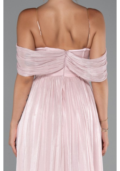 Kayık Yaka Ateş Pile Uzun Şifon Abiye ABU5283 fırsatları