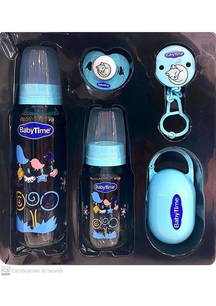 Yenidoğan 5'li Cam Biberon ve Emzik Seti, Güvenle Kullanılır, Renkli ve Dayanıklı.