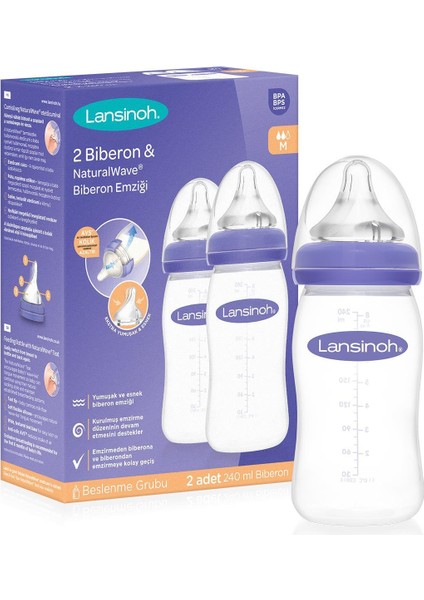Mor 240 ml Bebek Biberon Seti, 2'li Paket, Sağlıklı ve Güvenli Kullanım