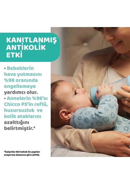 Mavi 240 ml Antikolik Pp Biberon, 2 Ay Uygun, Güvenli ve Hafif Tasarım