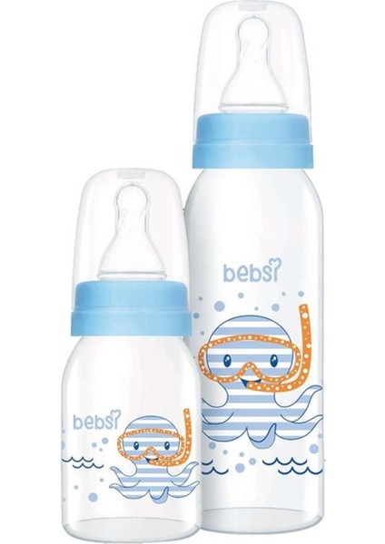 Bebsi Cam Biberon Seti 250ML ve 125ML, Mavi ve Pembe Renk Seçenekleri