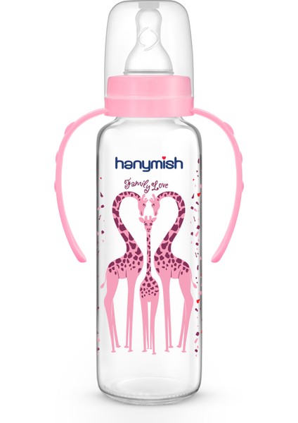 Şişe 240 Ml, Kulplu Cam Biberon, Pembe, Sağlıklı ve Dayanıklı Tasarım modelleri