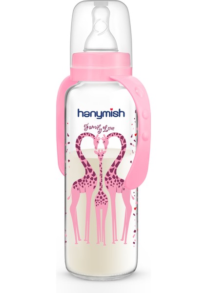 Şişe 240 Ml, Kulplu Cam Biberon, Pembe, Sağlıklı ve Dayanıklı Tasarım fırsatları