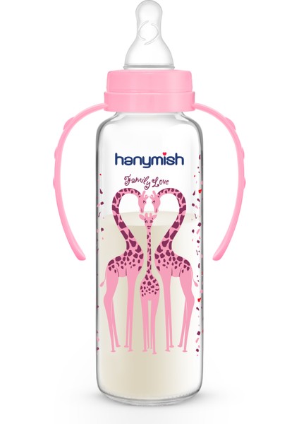 Şişe 240 Ml, Kulplu Cam Biberon, Pembe, Sağlıklı ve Dayanıklı Tasarım indirimleri