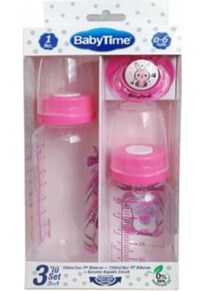 Yumuşak Silikon Biberon Seti, Pembe, 3'lü Paket