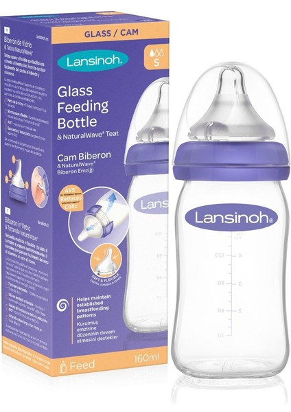160 ml Cam Biberon ve Naturalwave® Emzik, 1 Ay+ Için Güvenle Kullanılır