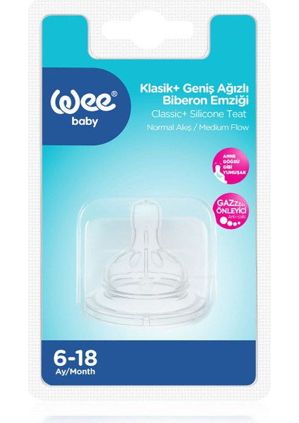 Geniş Ağızlı Biberon Emziği, Şeffaf, Normal Akış, 6-18 Ay, Güvenli ve Pratik Kullanım fırsatları