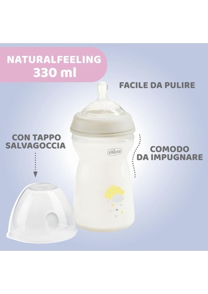 Şeffaf 330ML Desenli Pp Biberon, Natural Feeling, Sağlıklı ve Güvenli Kullanım