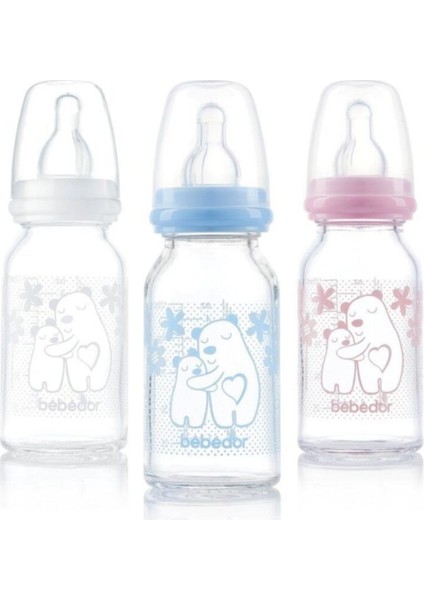 Isıya Dayanıklı Cam Biberon 125 ml Beyaz +0 Ay Mavi