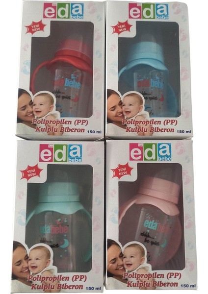 Renkli Kulplu Bebek Biberon 150ML 4'lü Set