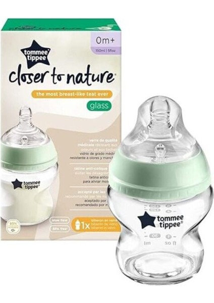 Şeffaf Yeşil Cam Biberon 150 Ml, Doğal ve Sağlıklı Beslenme Için Ideal