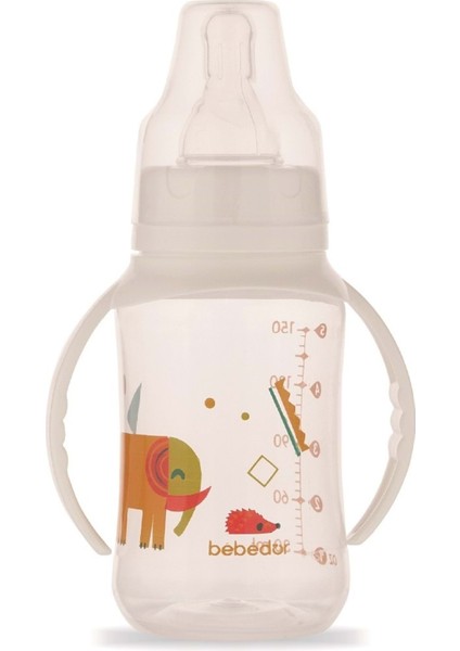 Turuncu ve Pembe Renkli, Kulplu 150ML Pp Biberon, Şık ve Kullanışlı Tasarım