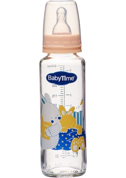 Klasik Cam Biberon 250 Ml, Pembe, Bebekler Için Güvenli ve Şık Tasarım