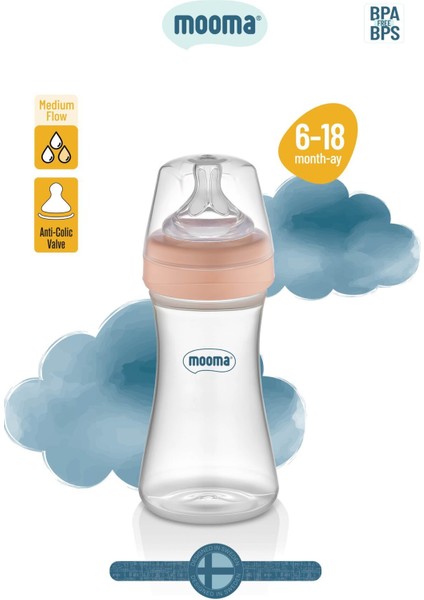 Yumuşak Pp Biberon 250 ml 6-18 Ay Orta Akış Pembe