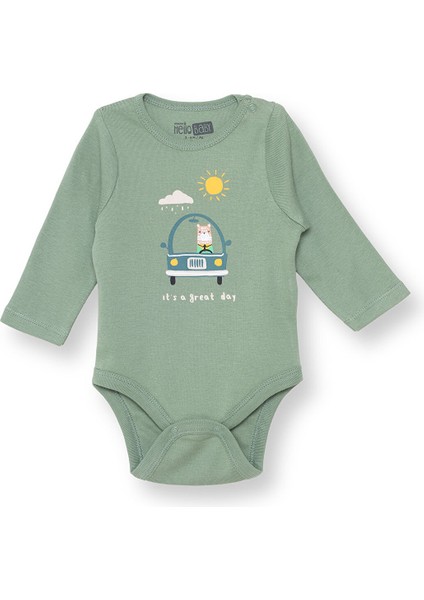 Erkek Bebek Uzun Kol Body Çıtçıtlı Yaka Uzun Kol