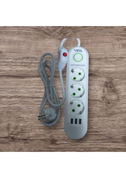Akım Korumalı 3'lü Grup Priz 3 USB Çıkışlı 1.5 Metre kablosu modelleri