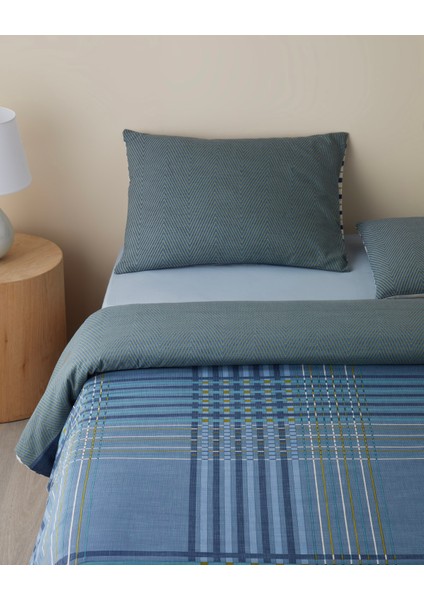 Textured Grid Kolay Ütülenir Tek Kişilik Nevresim Takımı 160X220 cm Lacivert fiyatları