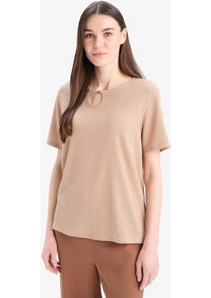 Regular Fit Yuvarlak Yaka Basic Düz Bürümcük Kısa Kollu Tişört D8659AX25SP fırsatları
