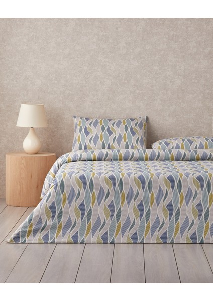 Modern Braid Kolay Ütülenir Tek Kişilik Nevresim Takımı 160X220 cm Yeşil-Mavi