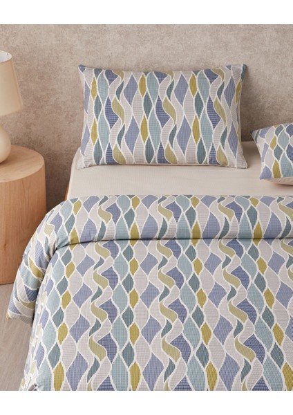 Modern Braid Kolay Ütülenir Tek Kişilik Nevresim Takımı 160X220 cm Yeşil-Mavi fiyatları