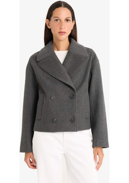 Regular Fit Düğmeli Crop Kaşe Kaban E8646AX25AU fırsatları