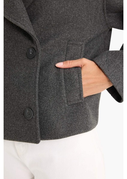 Regular Fit Düğmeli Crop Kaşe Kaban E8646AX25AU indirimleri