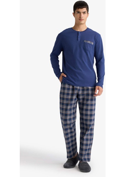 Pijama Takımı Regular Fit Uzun Kollu Üst Kareli Uzun Alt D0040AX25WN