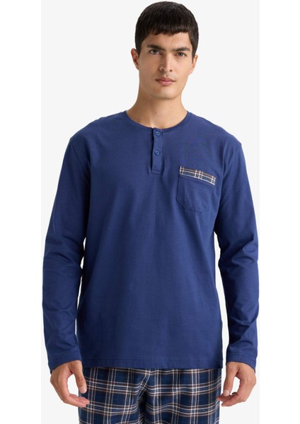 Pijama Takımı Regular Fit Uzun Kollu Üst Kareli Uzun Alt D0040AX25WN fırsatları