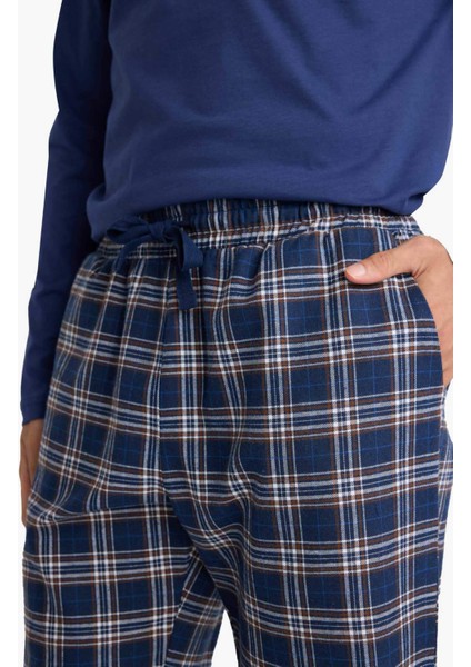 Pijama Takımı Regular Fit Uzun Kollu Üst Kareli Uzun Alt D0040AX25WN
