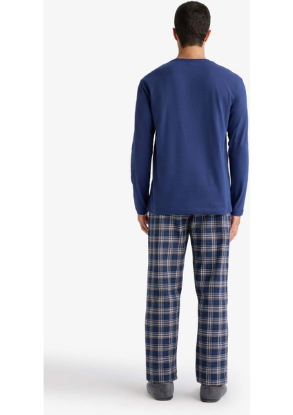 Pijama Takımı Regular Fit Uzun Kollu Üst Kareli Uzun Alt D0040AX25WN