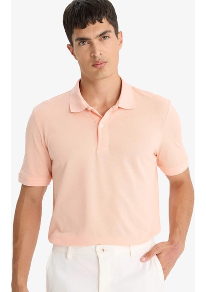 %100 Pamuk Regular Fit Polo Yaka Kısa Kollu Basic Düz Pike Kumaş Tişört C1293AX25SP