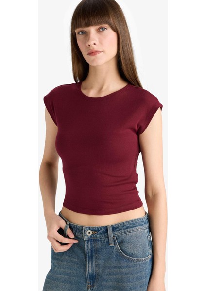 Slim Fit Dar Kesim Bisiklet Yaka Basic Düz Modal Kısa Kollu Tişört F0685AX25AU