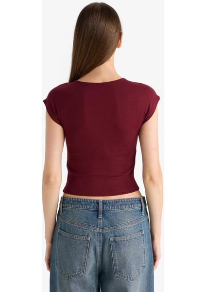 Slim Fit Dar Kesim Bisiklet Yaka Basic Düz Modal Kısa Kollu Tişört F0685AX25AU