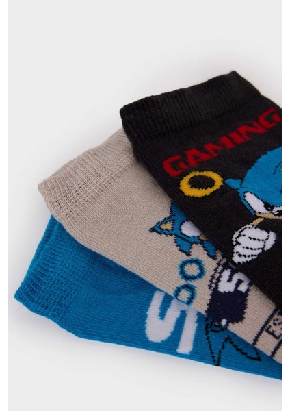 Erkek Çocuk Sonic The Hedgedog: Modern 3'lü Pamuklu Patik Çorap F2742A8NS