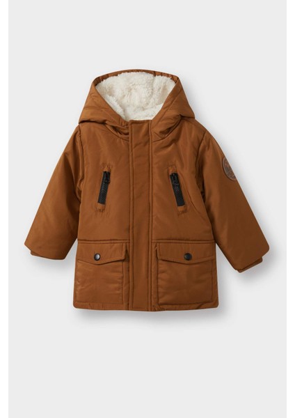 Erkek Bebek Su Geçirmez Kapüşonlu Pelüş Astar Mont A2211A525WN