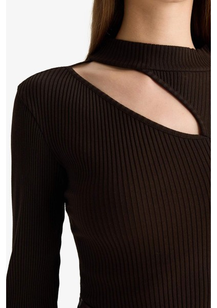 Slim Fit Dar Kesim Bisiklet Yaka Fitilli Kaşkorse Uzun Kollu Tişört C8473AX25AU indirimleri