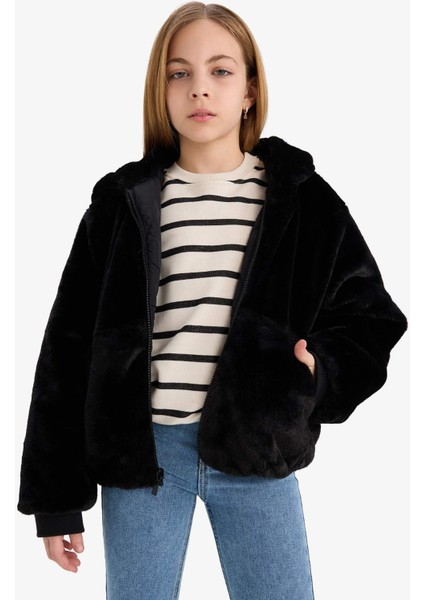 Kız Çocuk Çift Taraflı Kapüşonlu Mont C5493A825AU