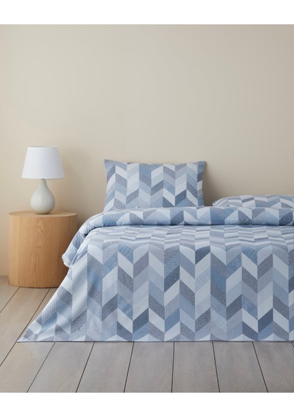 Linescape Kolay Ütülenir Tek Kişilik Nevresim Takımı 160X220 cm Açık Mavi